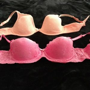 Set of Two Underwire  Bras - Rose Pink & Peach